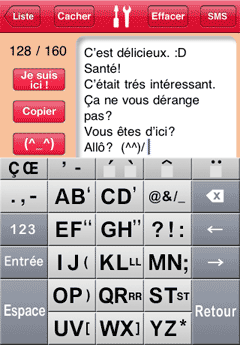 1Hand SMS French Keyboard ScreenShot