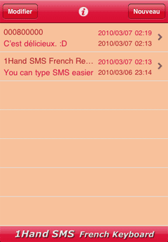 1Hand SMS French list