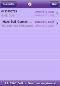 1Hand SMS German Keyboard ScreenShot 2