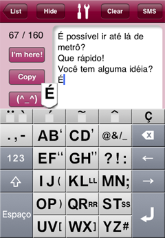 1Hand SMS Portuguese Keyboard ScreenShot