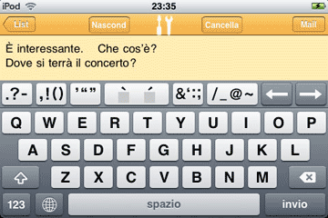 Easy Mailer Italian Keyboard Landscape Screenshot