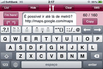 SMS (^_^) Smile Portuguese QWERTY Keyboard Landscape Screenshot