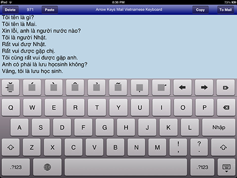 Arrow keys Mail Vietnamese Keyboard